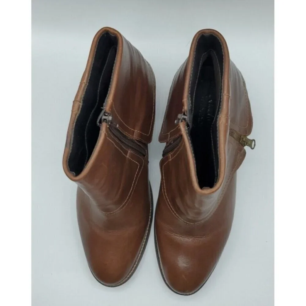Aquelino Masiero Brazil Brown Ankle Boot Fold Over Inside Outside Zip Size 42